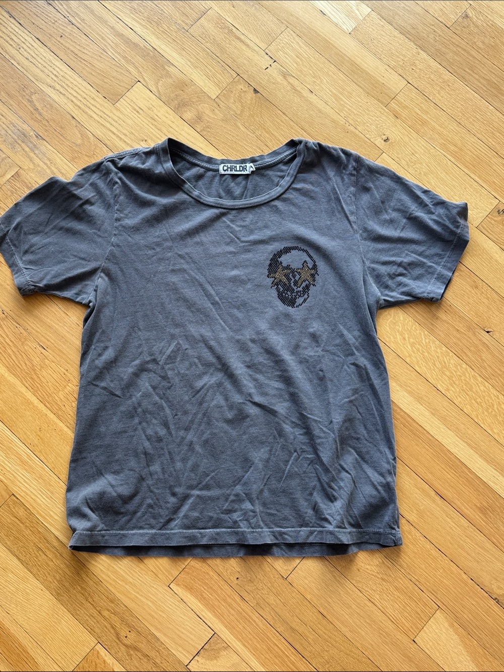 CHRLDR Charcoal Skull Tee with Star Eyes